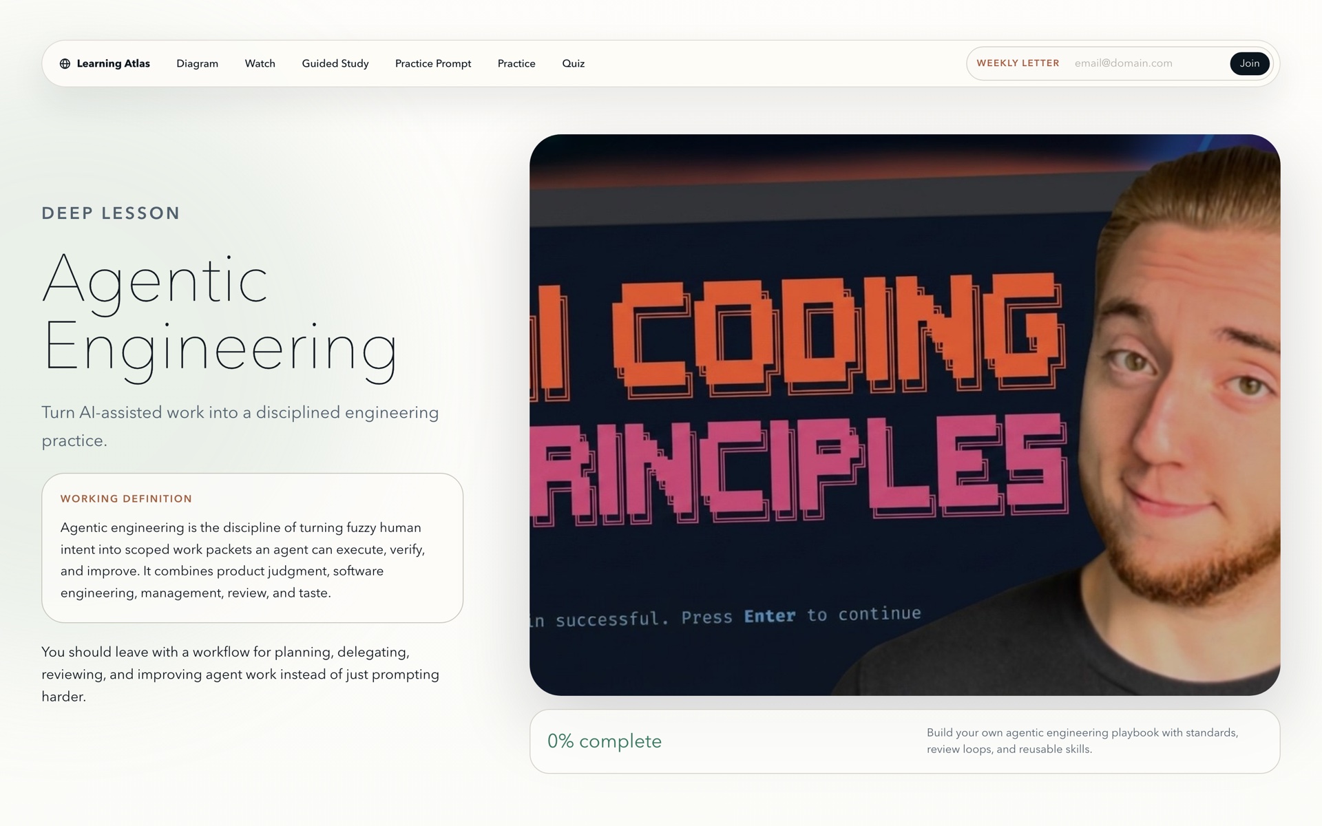 A Learning Atlas deep lesson — Agentic Engineering — turning AI work into a disciplined practice